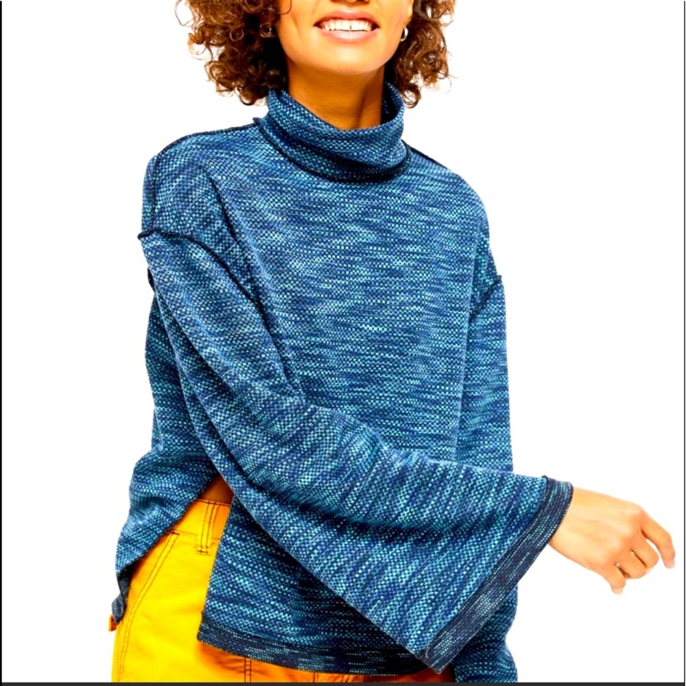 🧤Free People Blue Tweed Patterned Sweater